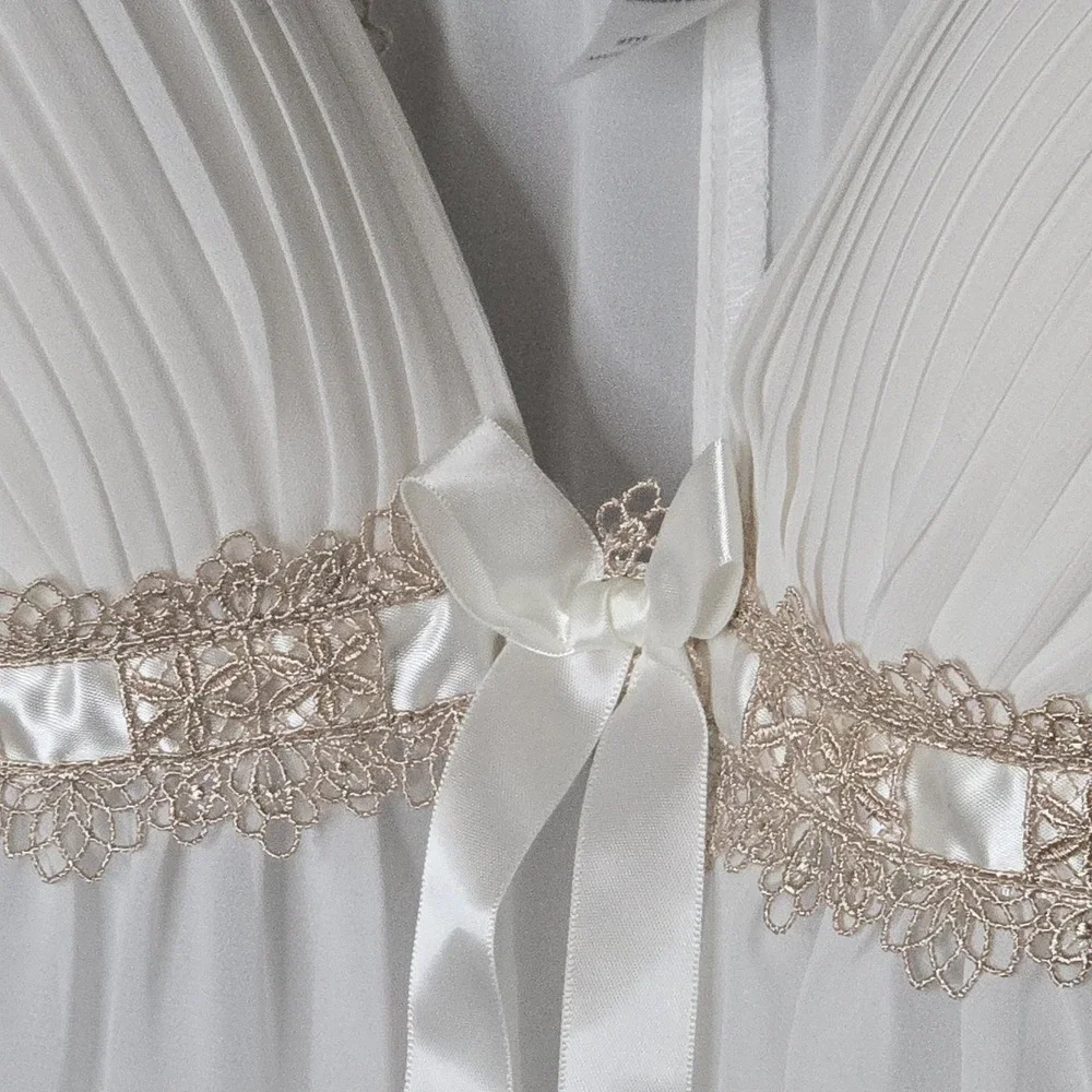 Linea Donatella Ivory Lace‎ Babydoll Chemise XL Bridal Sheer Chiffon Lingerie